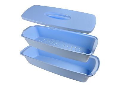 Контейнер КДС-10полимерный с перфорированным поддоном и крышкой для предстерилизационной очистки, хи